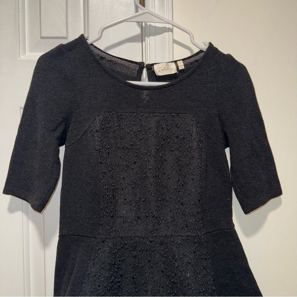 Anthropologie Deletta black boucle sequin peplum half sleeve sweater top S - Picture 5 of 14